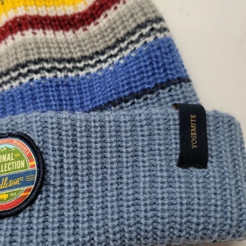 Pendleton National Park Collection Beanie with Blue and Gray Stripes